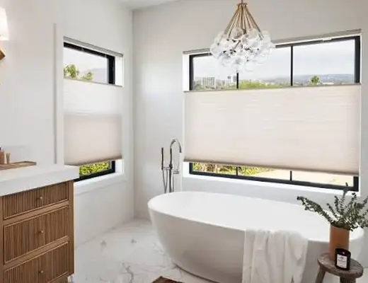 Top-down bottom-up shades in a bathroom