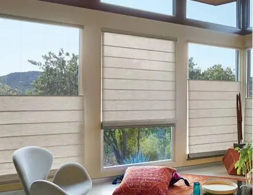 Top-down bottom-up shades in a sunroom