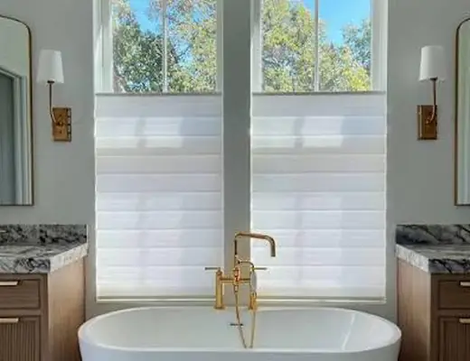 Top-down bottom-up shades in a bathroom