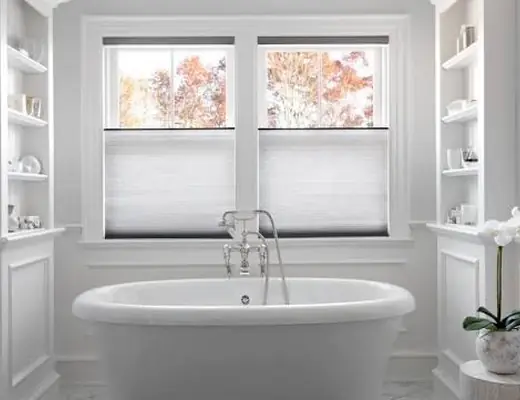Top-down bottom-up shades in a bathroom