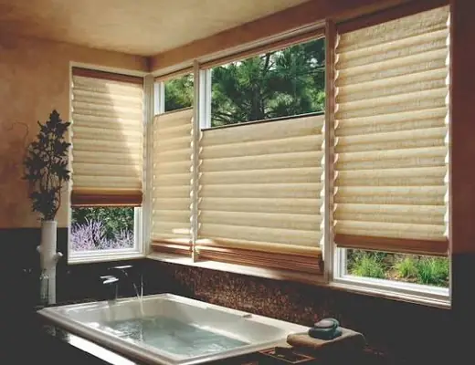 Top-down bottom-up shades in a bathroom