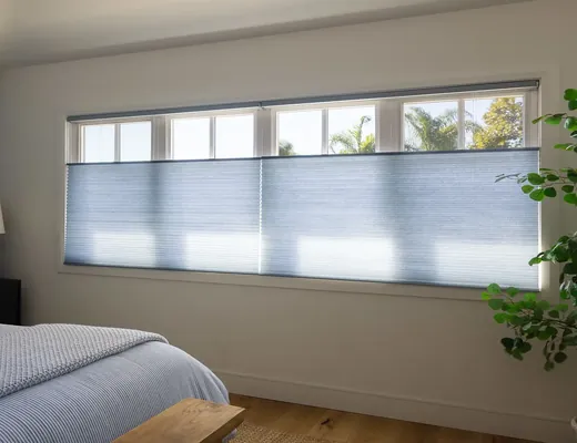 Top-down bottom-up shades in a bedroom